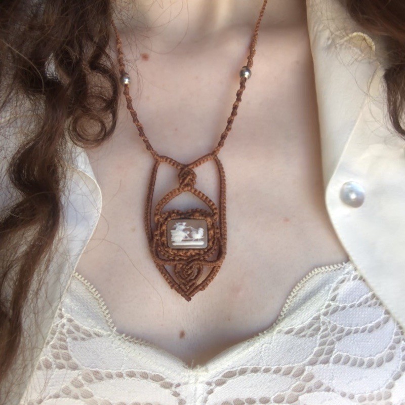 Cameo Macrame Necklace