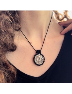 Ancient Greek Coin Copy Macrame Necklace 2