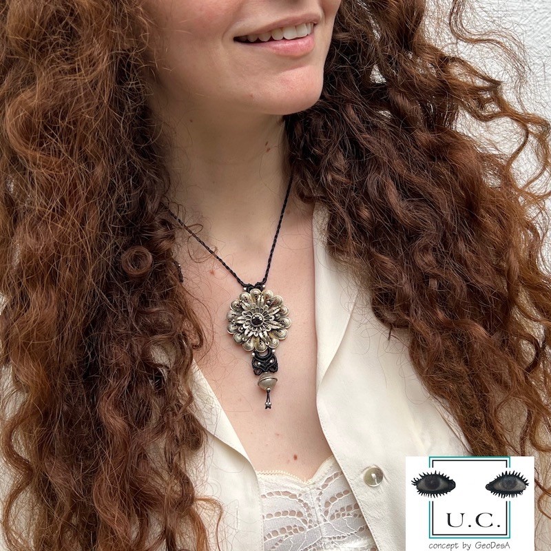 Macrame Necklace with Greek Filigree Jewelry