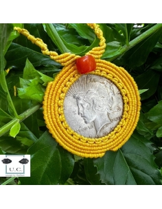 Peace Dollar Macrame Necklace