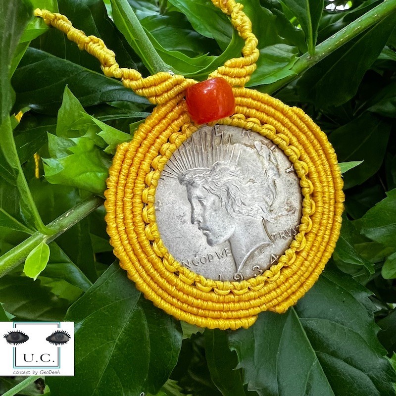 Peace Dollar 1934 Macrame Necklace