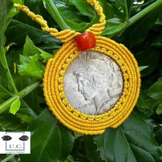 Peace Dollar 1934 Macrame Necklace