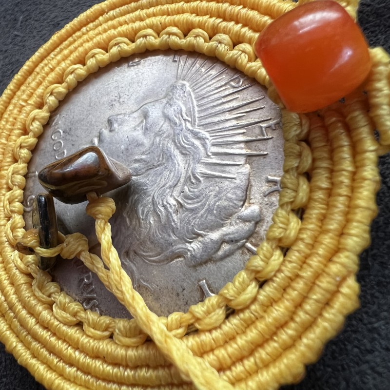 Peace Dollar 1934 Macrame Necklace