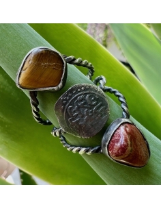 Triple Stacked Silver Ring Indian Coin 2