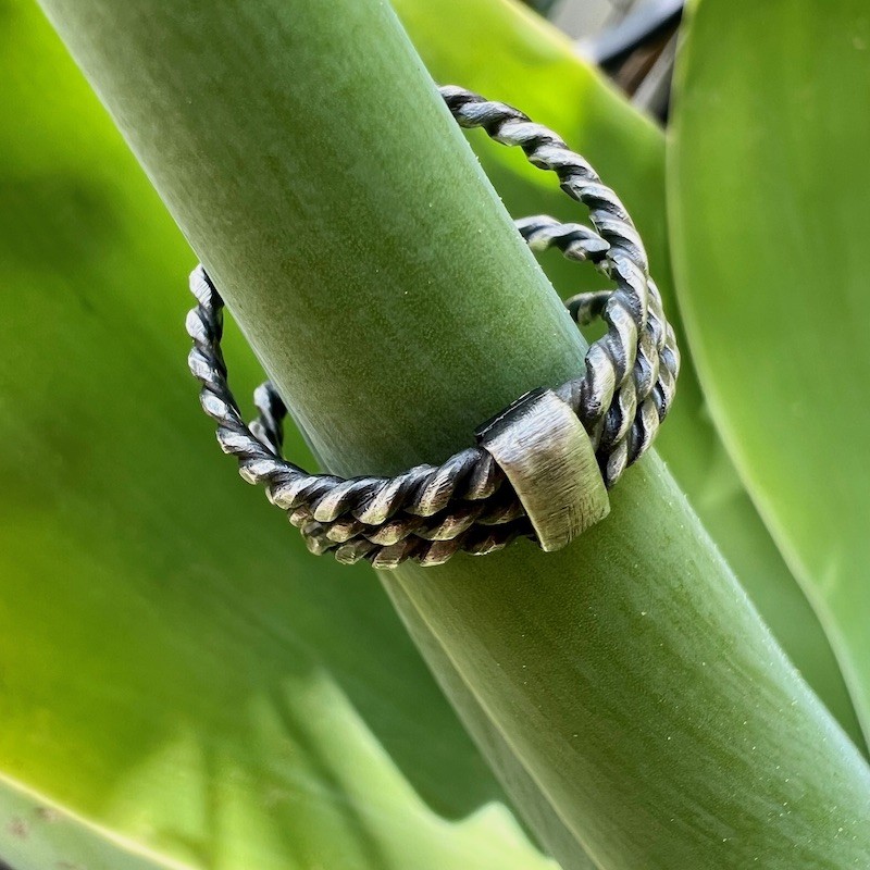 Triple Stacked Silver Ring Indian Coin