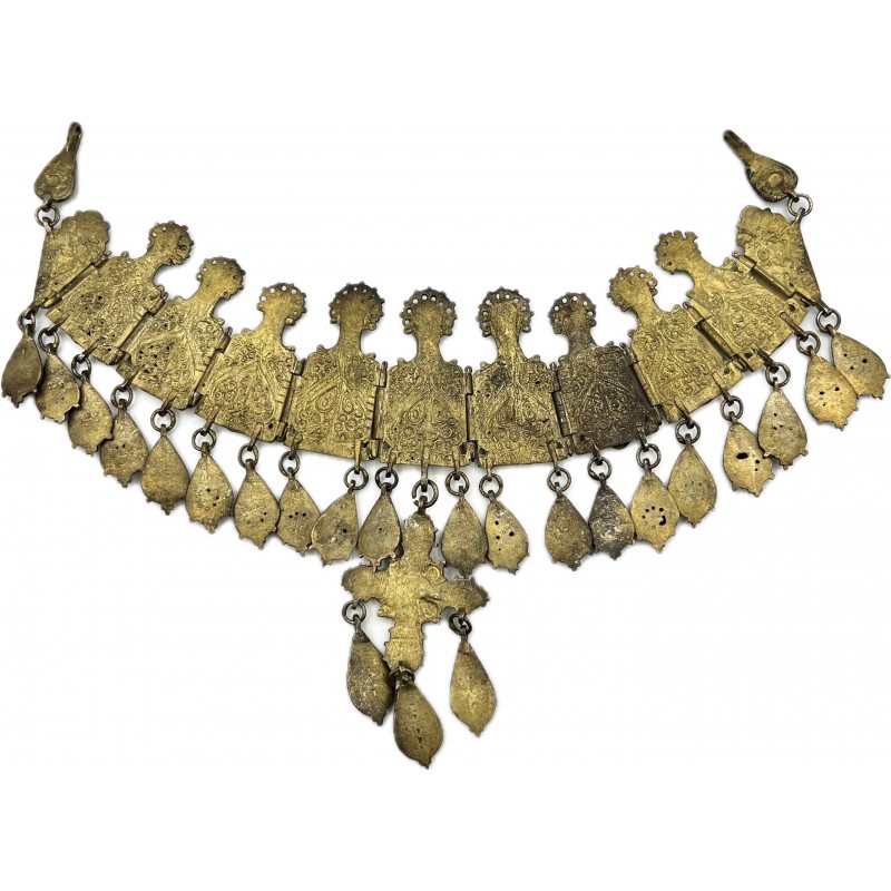 Greek Traditional Jewelry Goldplated ''Giordani'' in Silver with hanging ornaments 19th Century