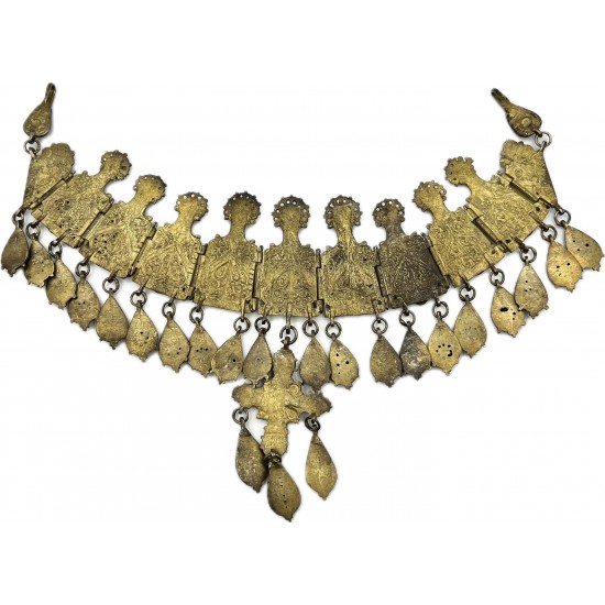 Greek Traditional Jewelry Goldplated ''Giordani'' in Silver with hanging ornaments 19th Century