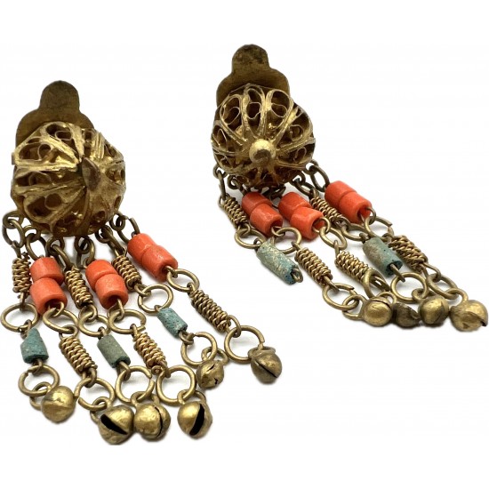 Art Deco Dangle Clip Earrings