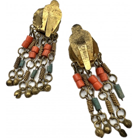 Art Deco Dangle Clip Earrings