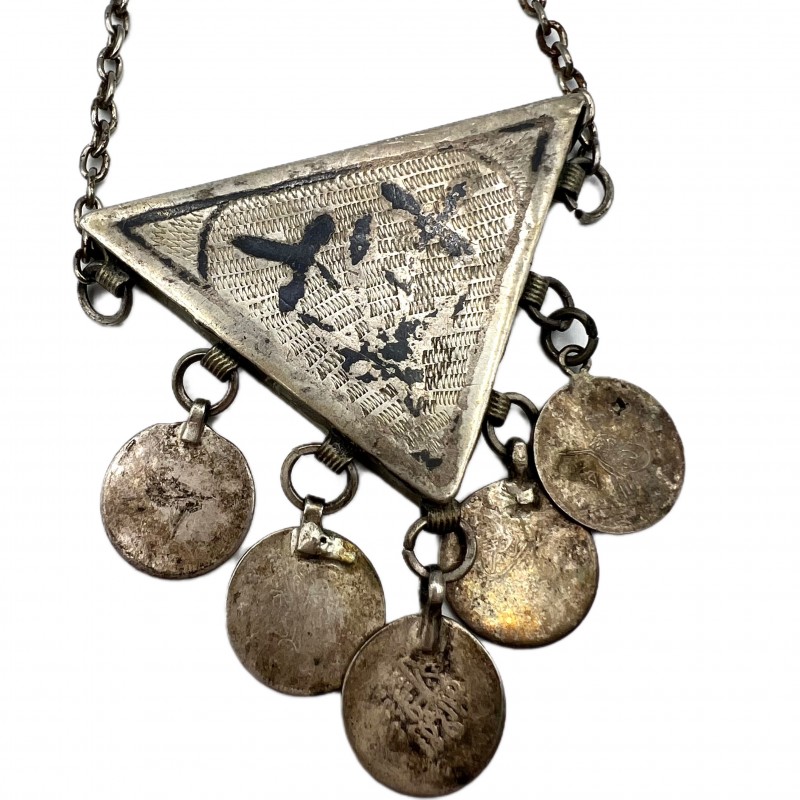 19th Century Silver Amulet with coins