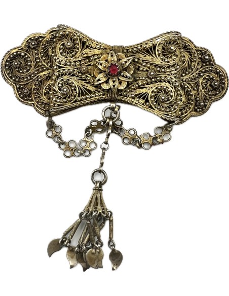 Silver Gold Plated 19th Century Mounted Filigree Buckle