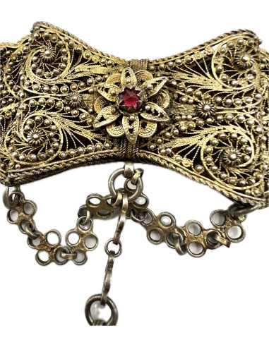 Silver Gold Plated 19th Century Mounted Filigree Buckle