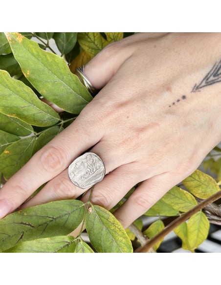 10 Drachmas 1930 Silver Coin Ring Goddess Demeter