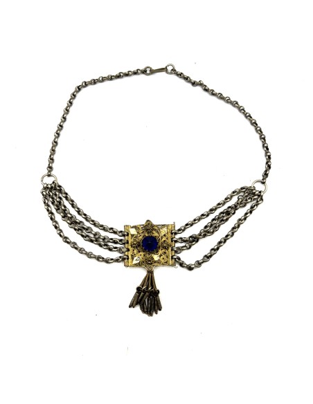 19th century Necklace, Eight Shaped chains, Filigree center piece