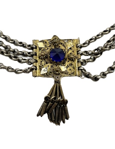 19th century Necklace, Eight Shaped chains, Filigree center piece