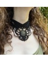 Big handmade macrame necklace with 19th century part of Greek traditional jewellery