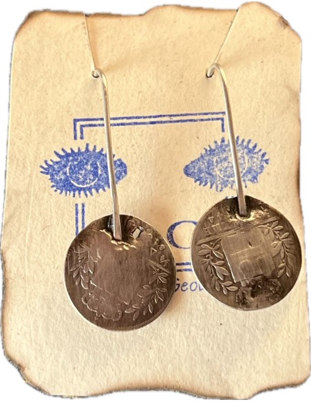 Silver Earrings, King Othon Coins 1834