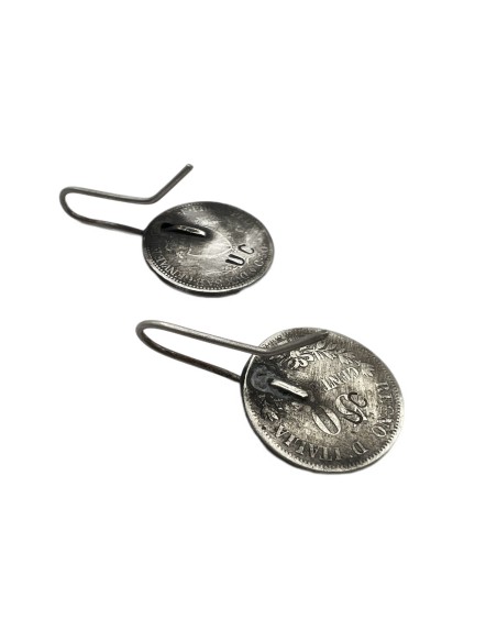 Vittorio Emanuele II and Carlo Felice 50 Centesimi Silver coin Earrings