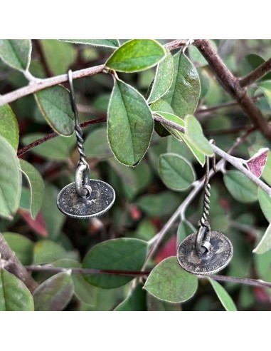 1 Gersh 1889 Menelik II Ethiopian Coins Silver Hook Earrings