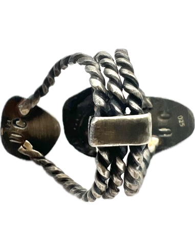 Triple Stacked Silver Ring Indian Coin