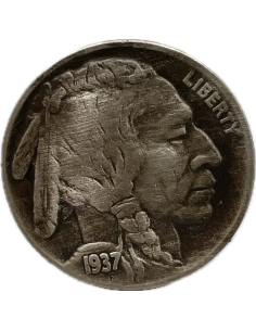5 Cents 1937 Buffalo Coin Silver Ring United States