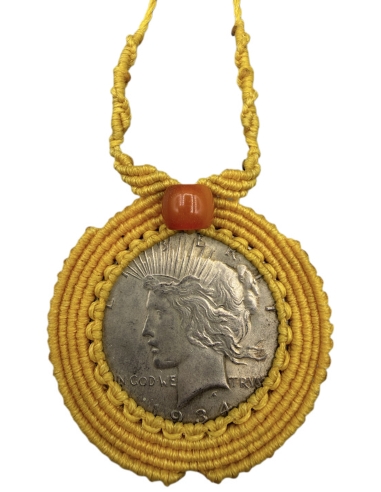 Peace Dollar 1934 Macrame Necklace