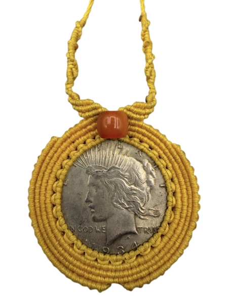 Peace Dollar 1934 Macrame Necklace